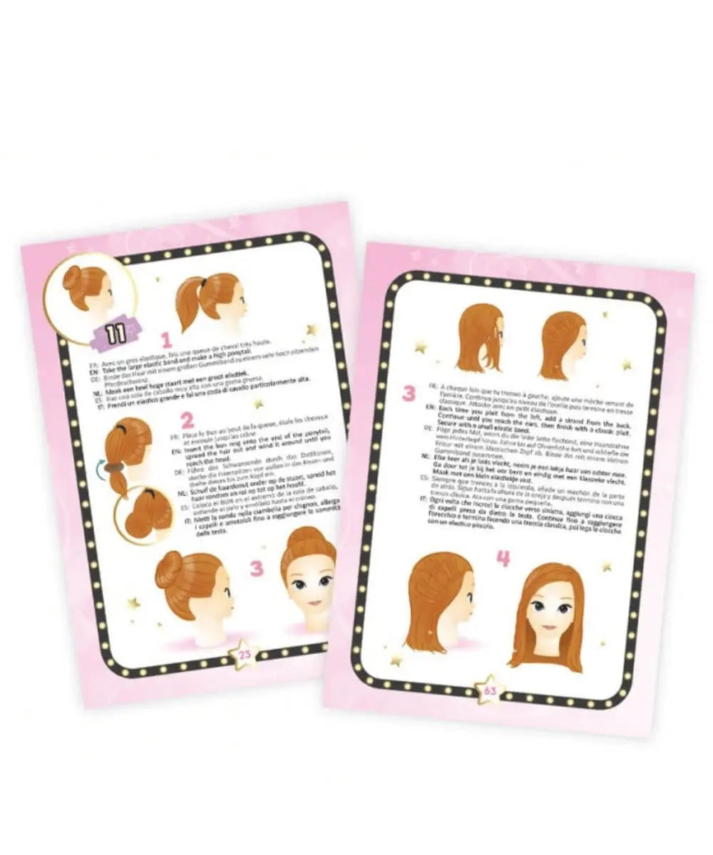 Photo des fiches tutoriel de la tête à coiffer de Buki
