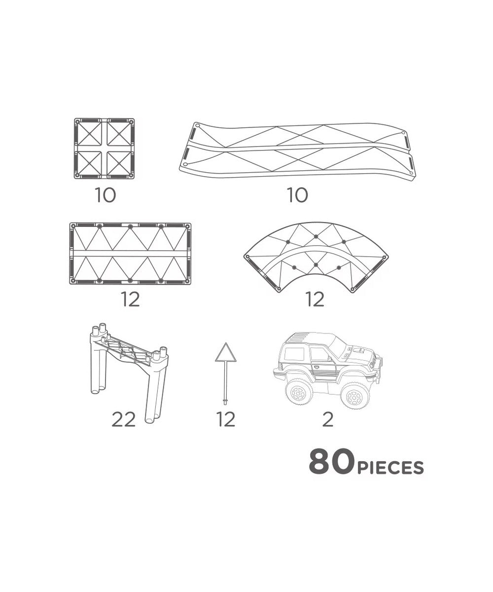 Circuit de course magnétique Race Track Pastel 80 pièces sur fond blanc, vue 4
