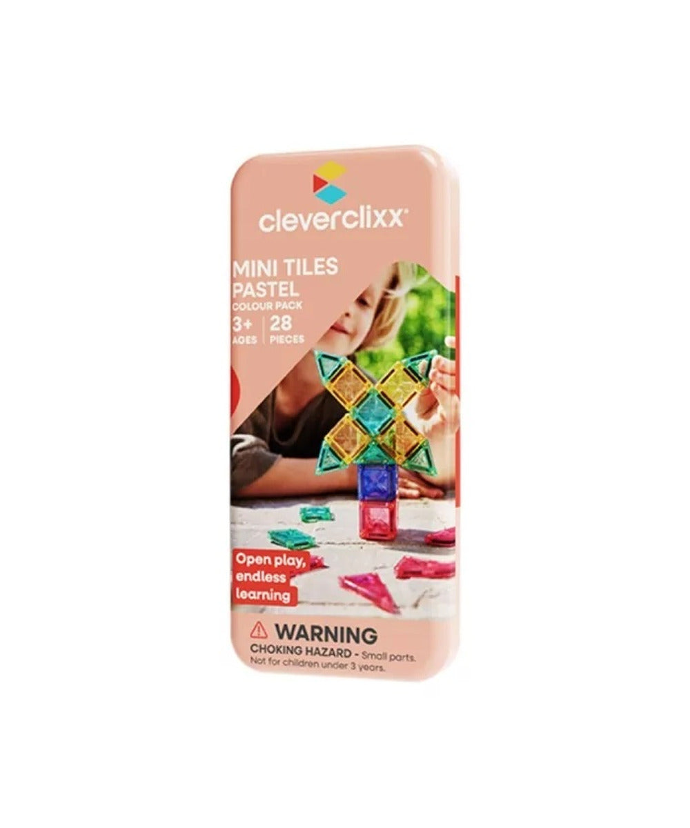 Mini tuiles magnétiques Pastel 28 pièces sur fond blanc, vue 1