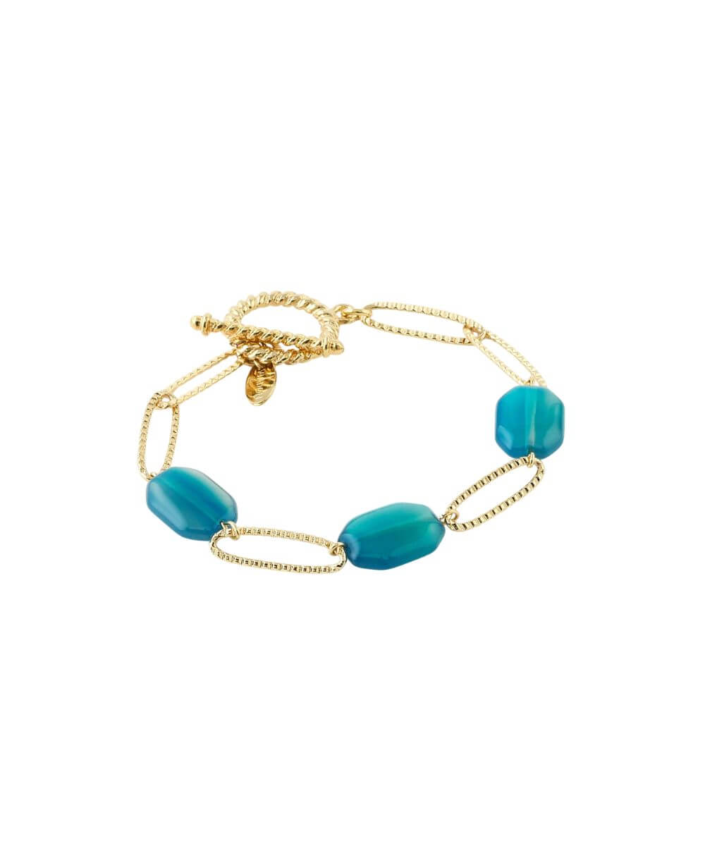Bracelet Marie perlé bleu de la marque française Viadoli, sur fond blanc