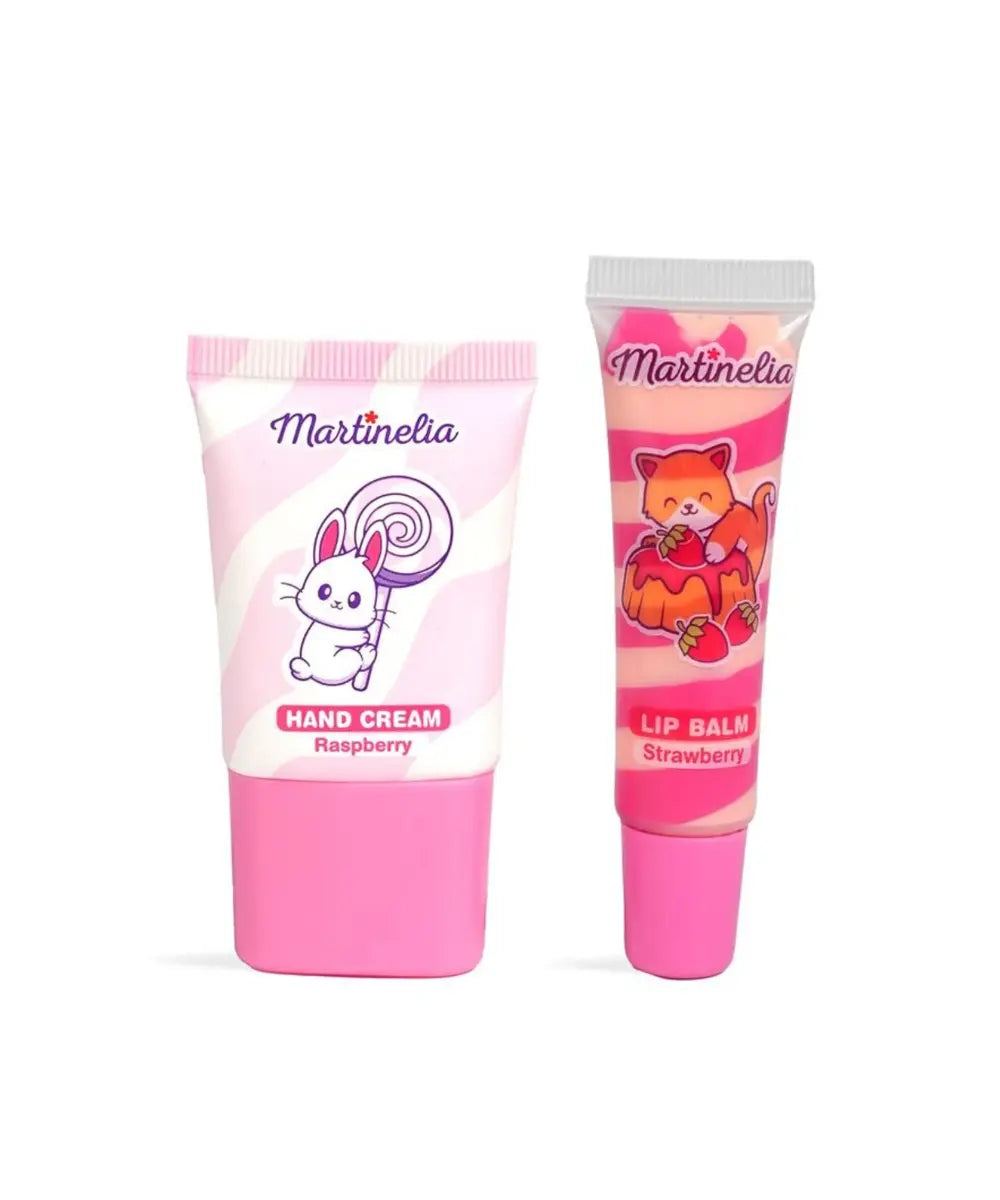 Coffret duo de soins creme mains et brillant a levres yummy pour enfant martinelia.
