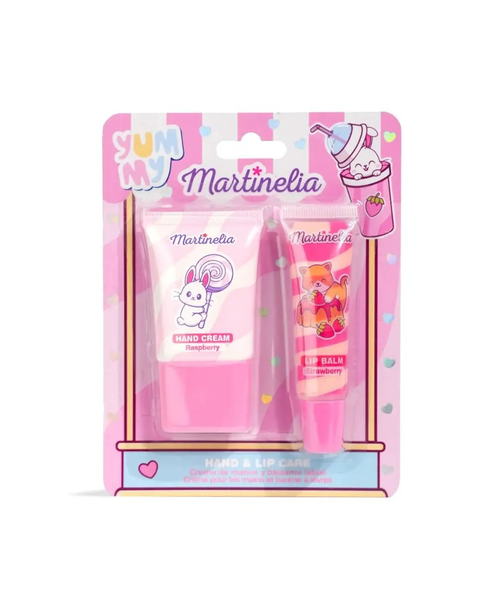Coffret duo de soins creme mains et brillant a levres yummy pour enfant martinelia.
