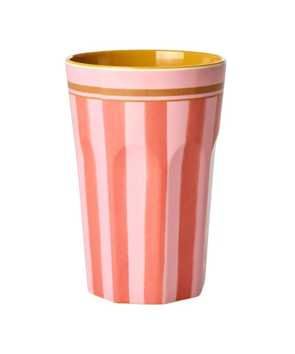 Grand Gobelet Organic Stripes Melamine de la marque Rice sur fond blanc