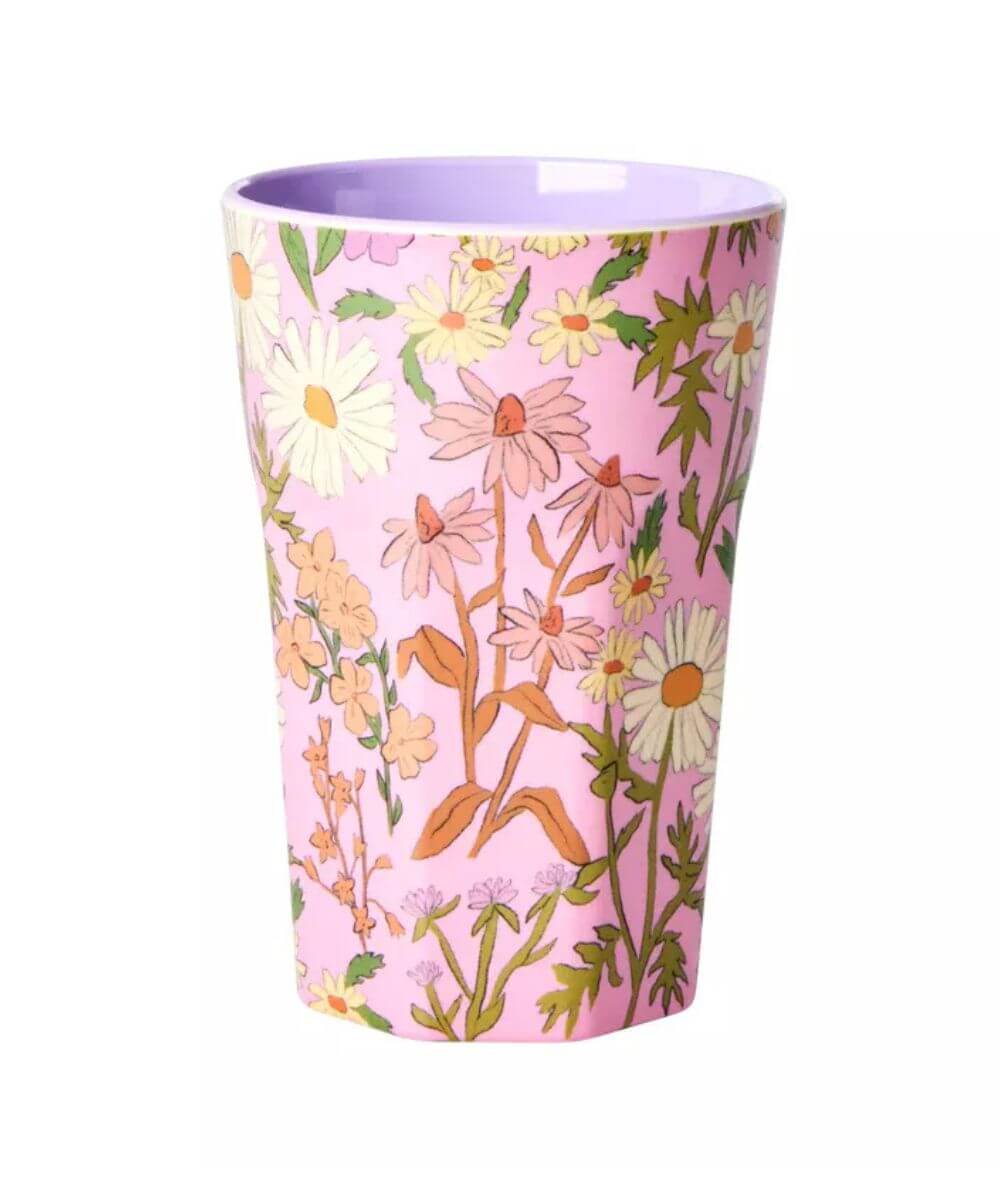 Grand Gobelet Marguerites Melamine de la marque Rice sur fond blanc