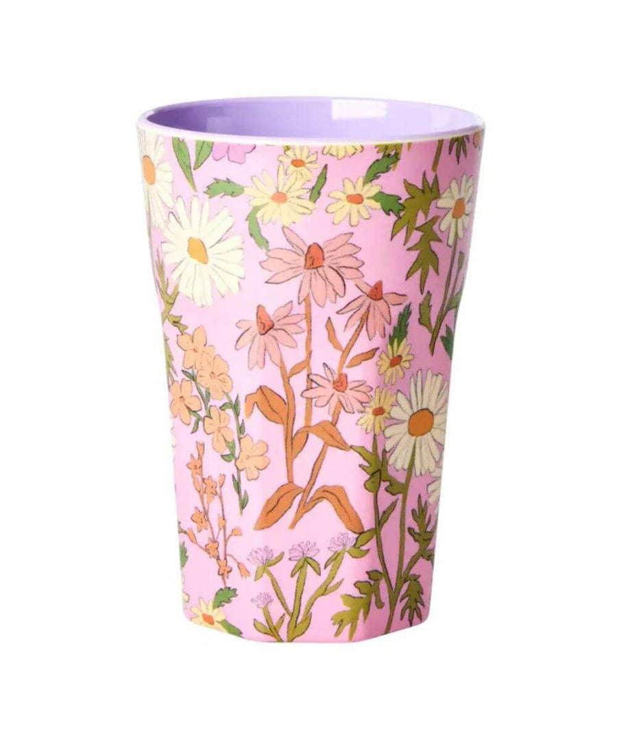 Grand Gobelet Marguerites Melamine de la marque Rice sur fond blanc