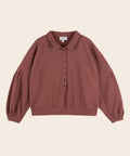 Sweat Polo Boutonné Violet sur fond blanc de la marque Emile et Ida