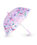 Parapluie enfant Fées de Legami ouvert, avec sa poignée courbe, sur fond blanc