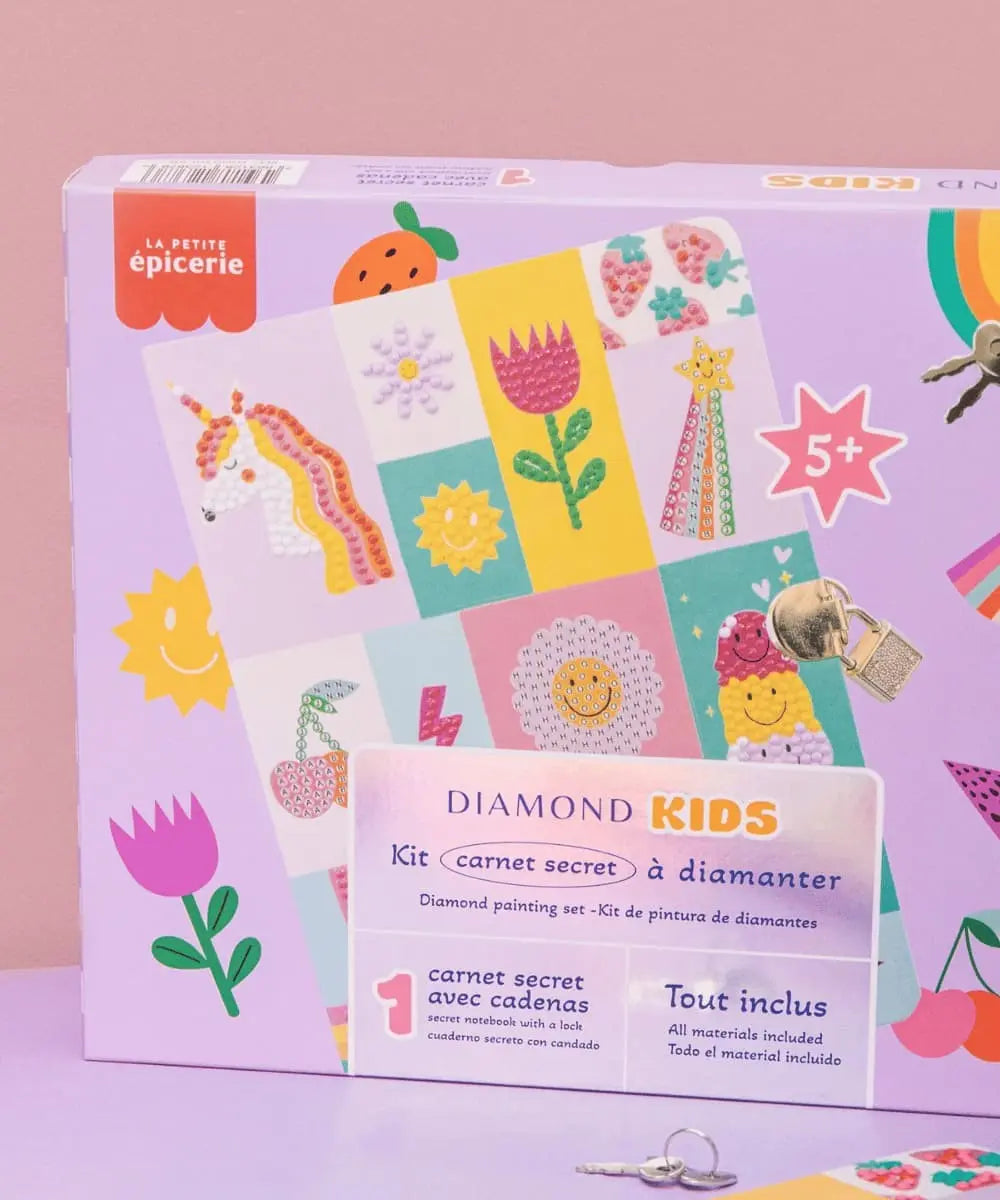 Kit DIY Enfant Carnet Secret à Diamanter de La Petite Epicerie : détail du packaging