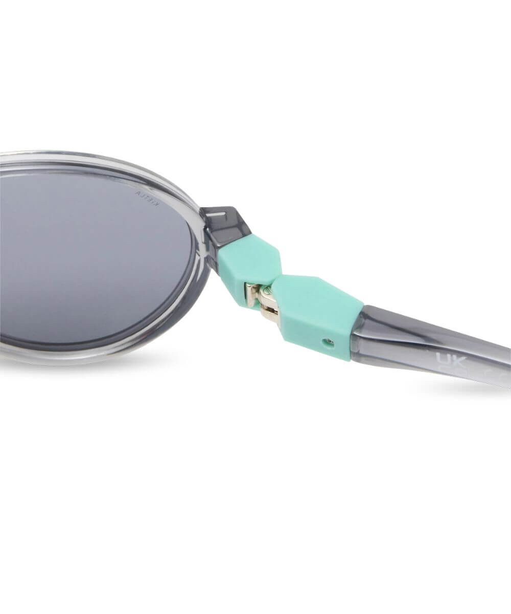 Détails des Lunettes Pop Noir / Bleu Lagon de la marque KI ET LA, sur fond blanc
