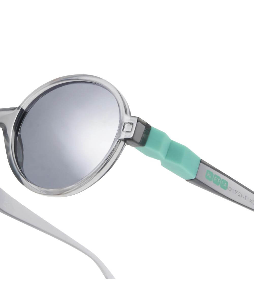 Détails des Lunettes Pop Noir / Bleu Lagon de la marque KI ET LA, sur fond blanc