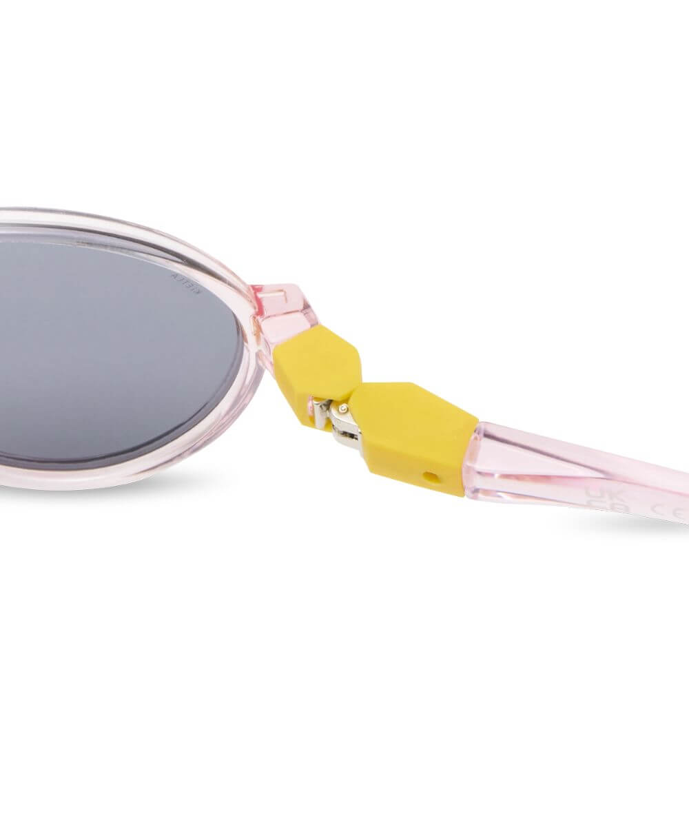 Détails des lunettes Pop Rose / Jaune de la marque KI ET LA, sur fond blanc