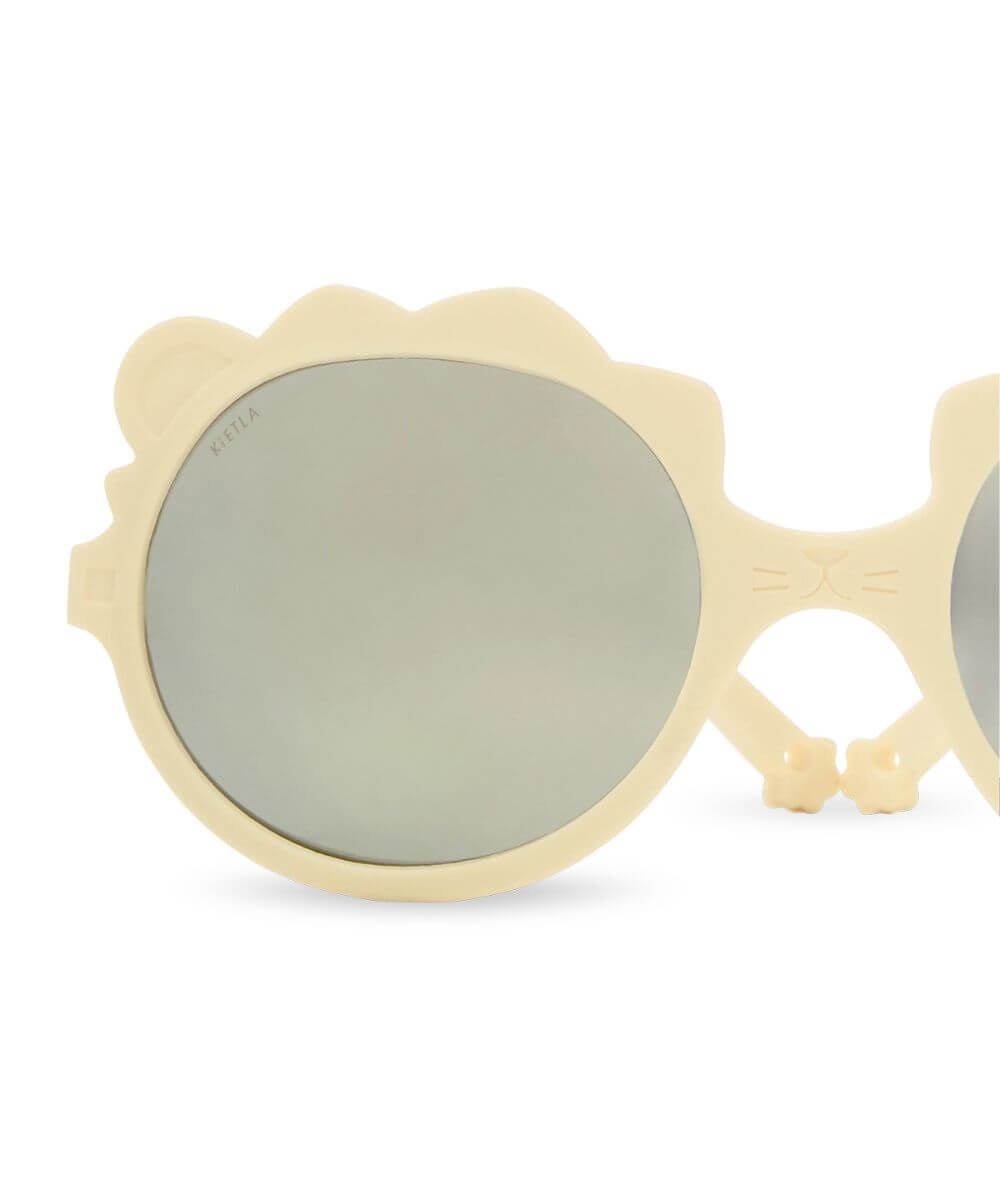 Lunettes Lion Vanille de la marque KI ET LA, sur fond blanc, zoom sur les détails de la monture