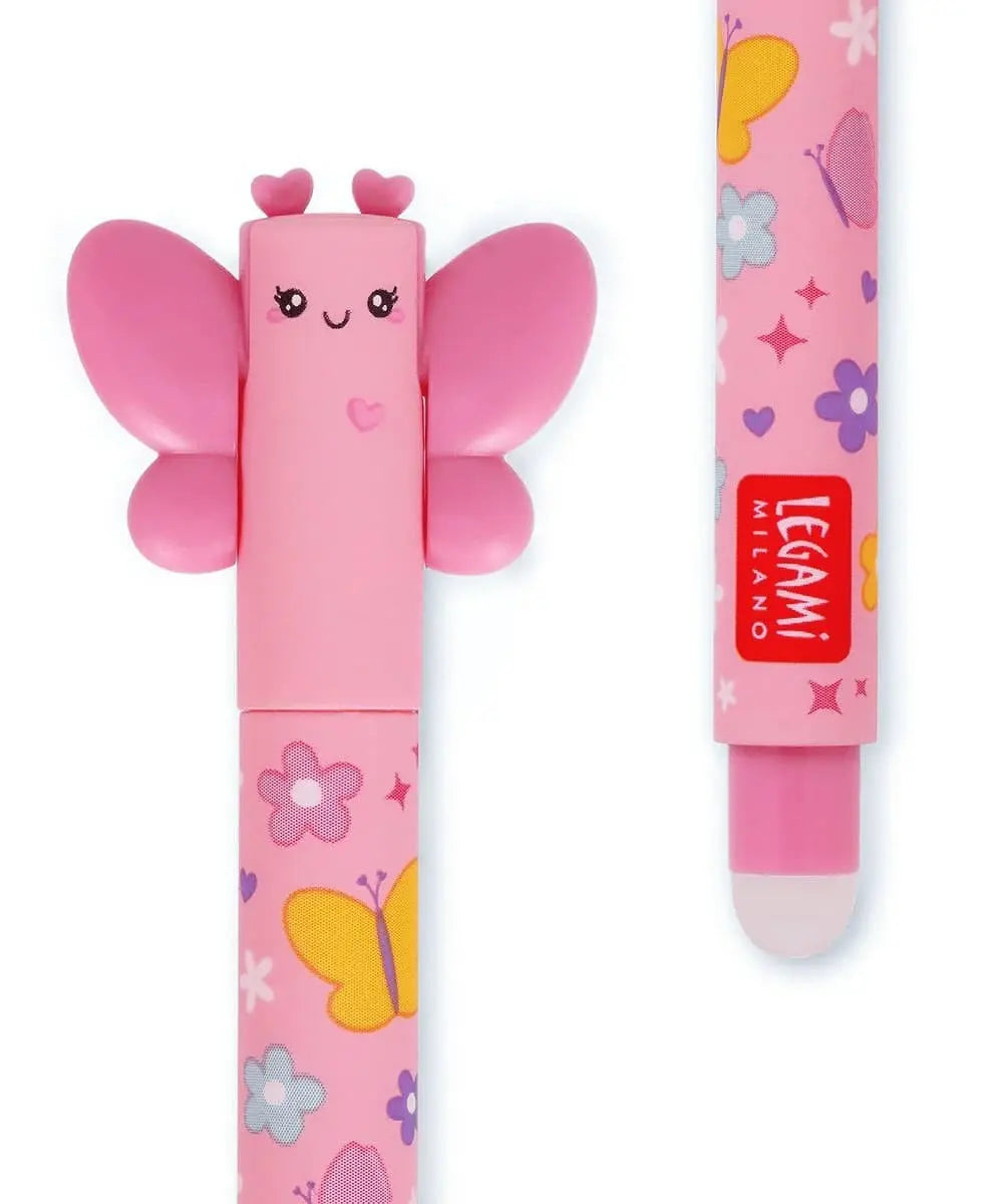 Zoom sur le stylo effaçable Papillon de Legami
