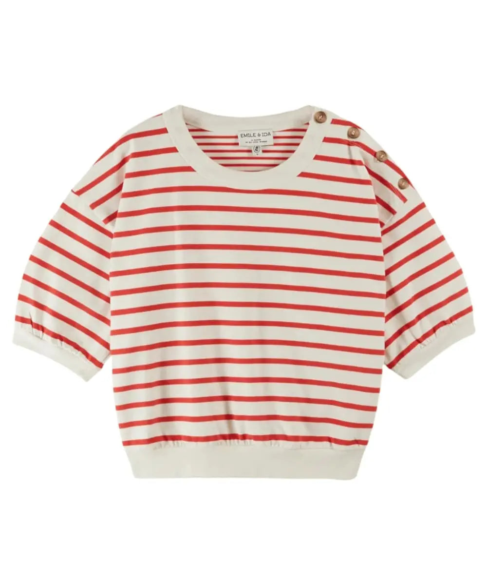 Sweat Dori marinière Rouge de la marque française Emile et Ida
