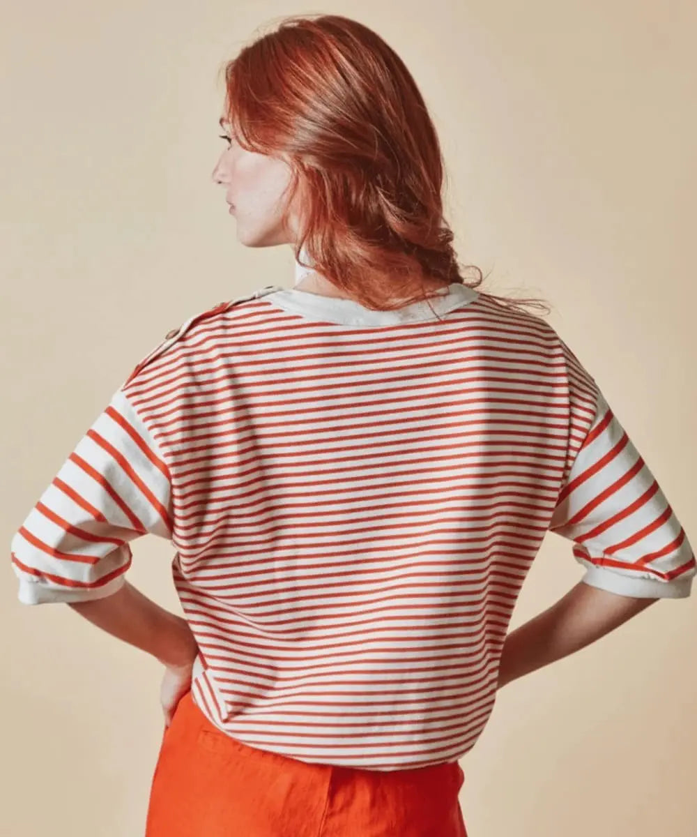 Photo du dos du Sweat Dori marinière Rouge