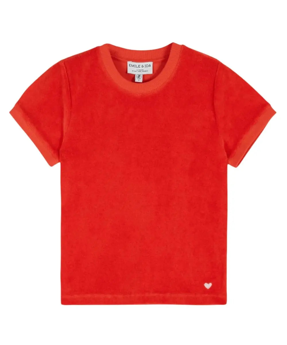 T-Shirt tissu éponge Rouge Coquelicot de la marque française Emile et Ida