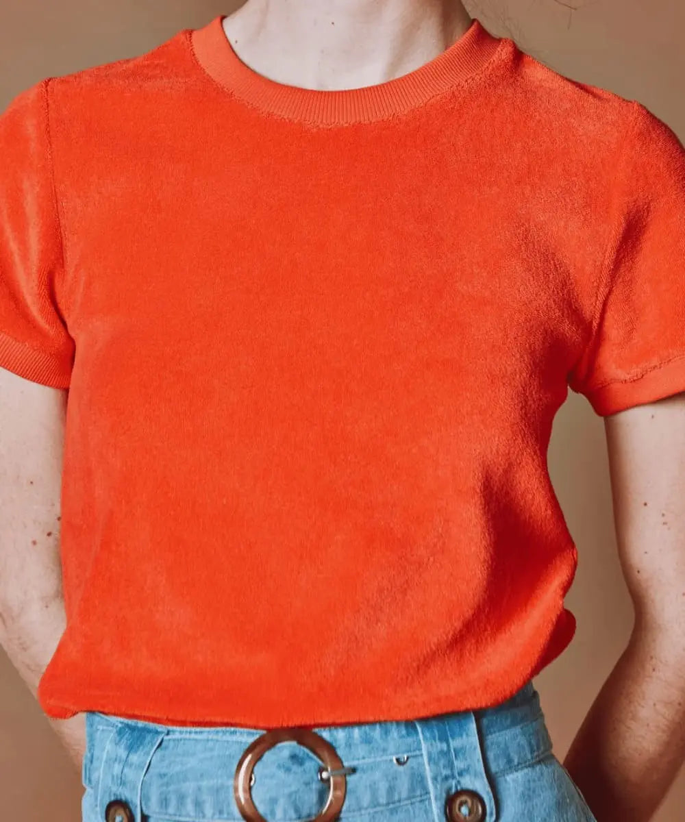 Zoom sur le tissu éponge du T-Shirt Coquelicot de Emile et Ida