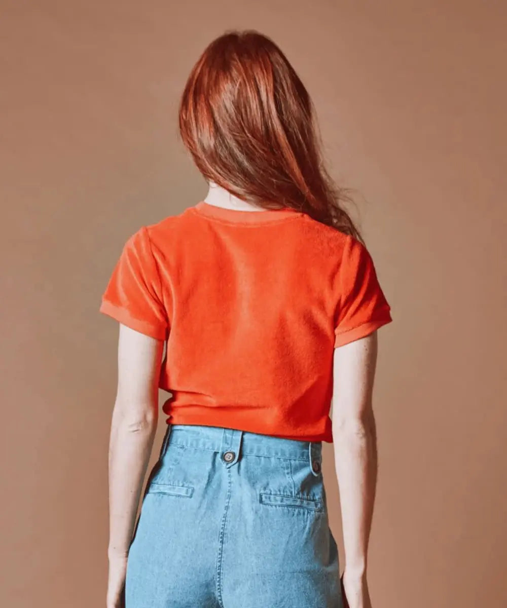 Photo portée du T-Shirt en tissu éponge coquelicot de Emile et Ida