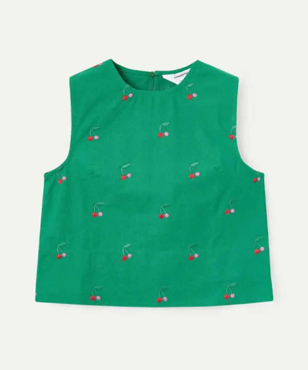 Photo sur fond blanc du top sans manches Vert Cerises