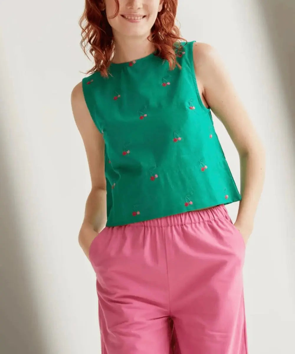 Top sans manches Vert Cerises