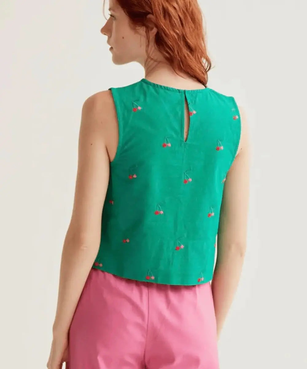 Top sans manches Vert Cerises