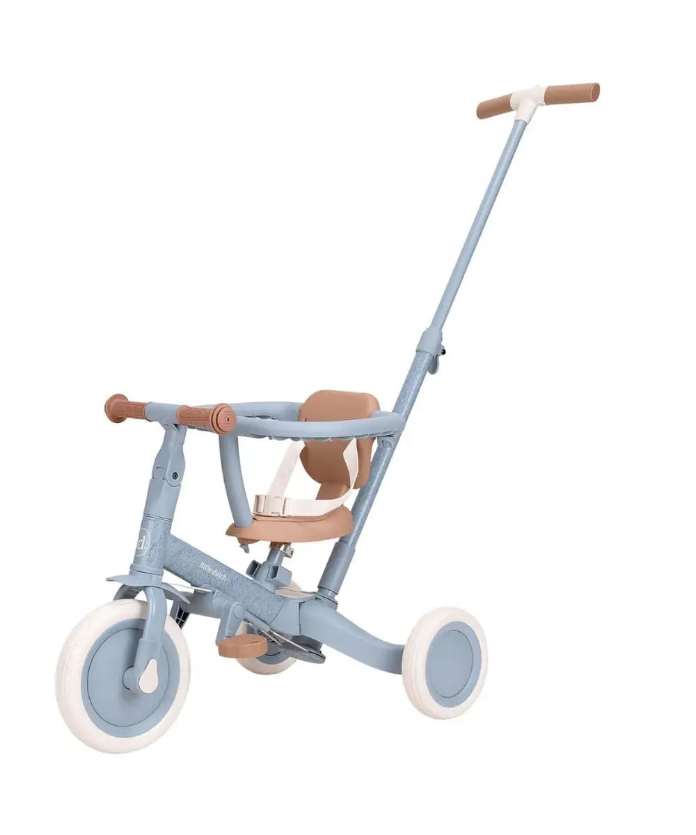 Tricycle évolutif 4-en-1 Safari Dreams Bleu de Little Dutch avec sa barre de guidage