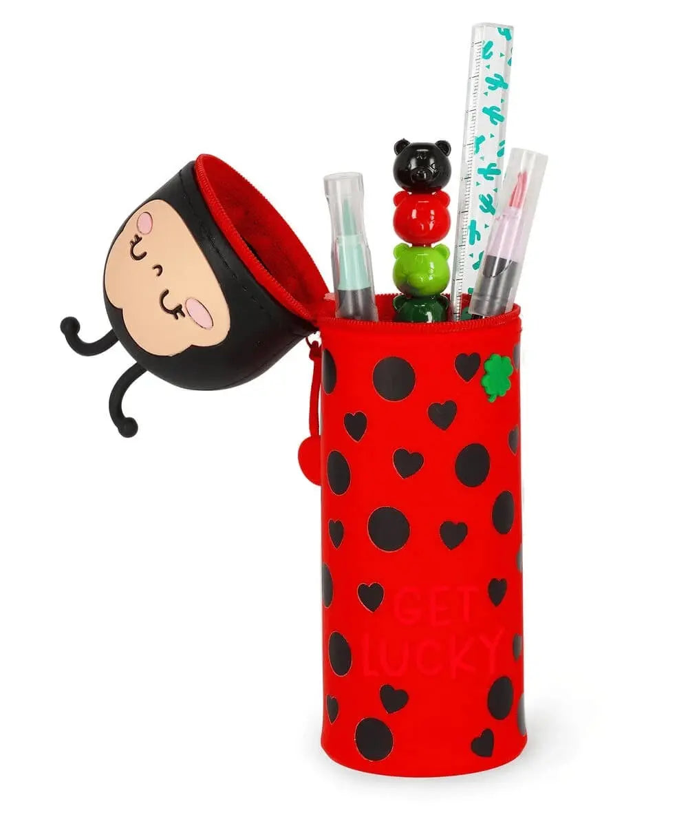 Trousse en Silicone 2-en-1 Coccinelle de la marque Legami contenant des stylos Legami