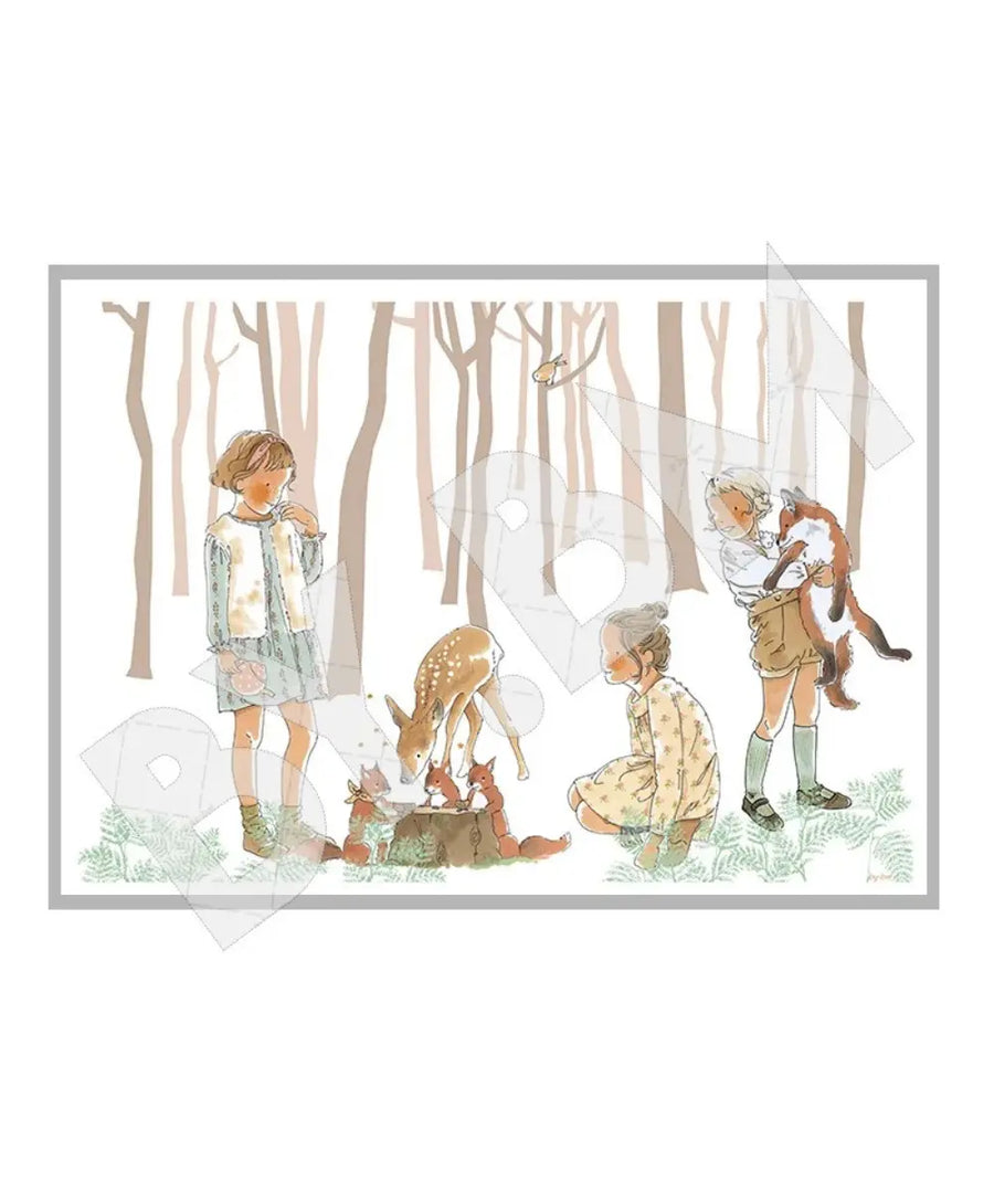 Poster a3 the glace par by bm avec illustration poetique d une petite fille et d animaux.