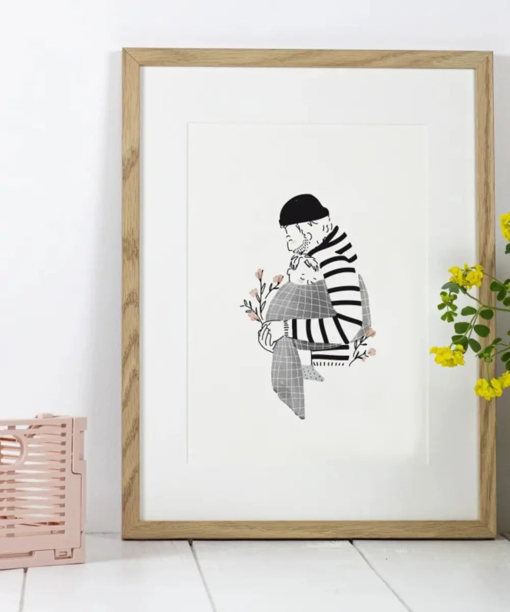 Affiche au format A5 Sieste garçon Papa de la marque française My Lovely Thing