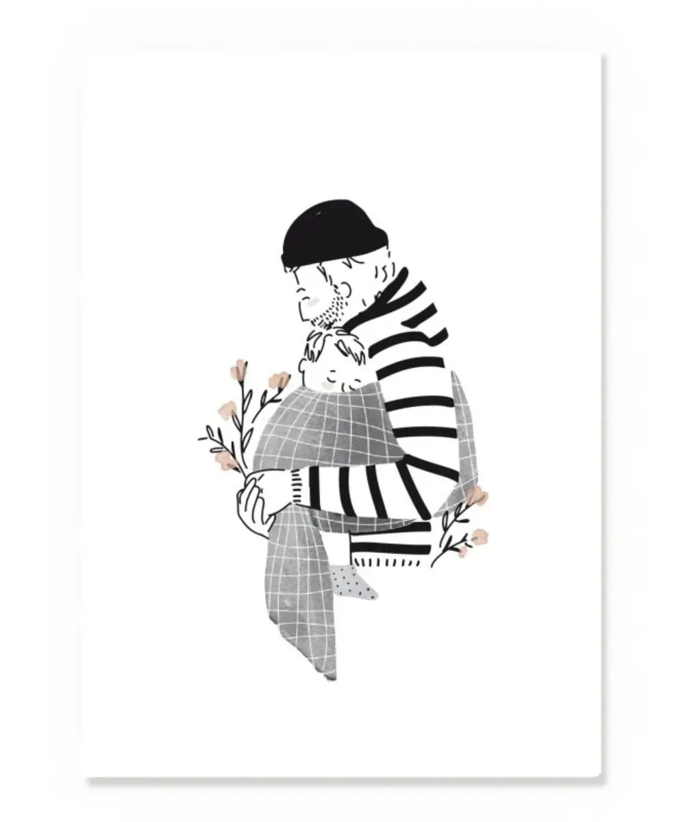 Affiche au format A5 Sieste garçon Papa de la marque française My Lovely Thing