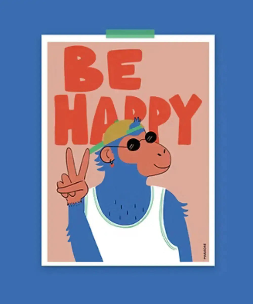 Détails de l'affiche Be Happy Monkey de Mariisoré