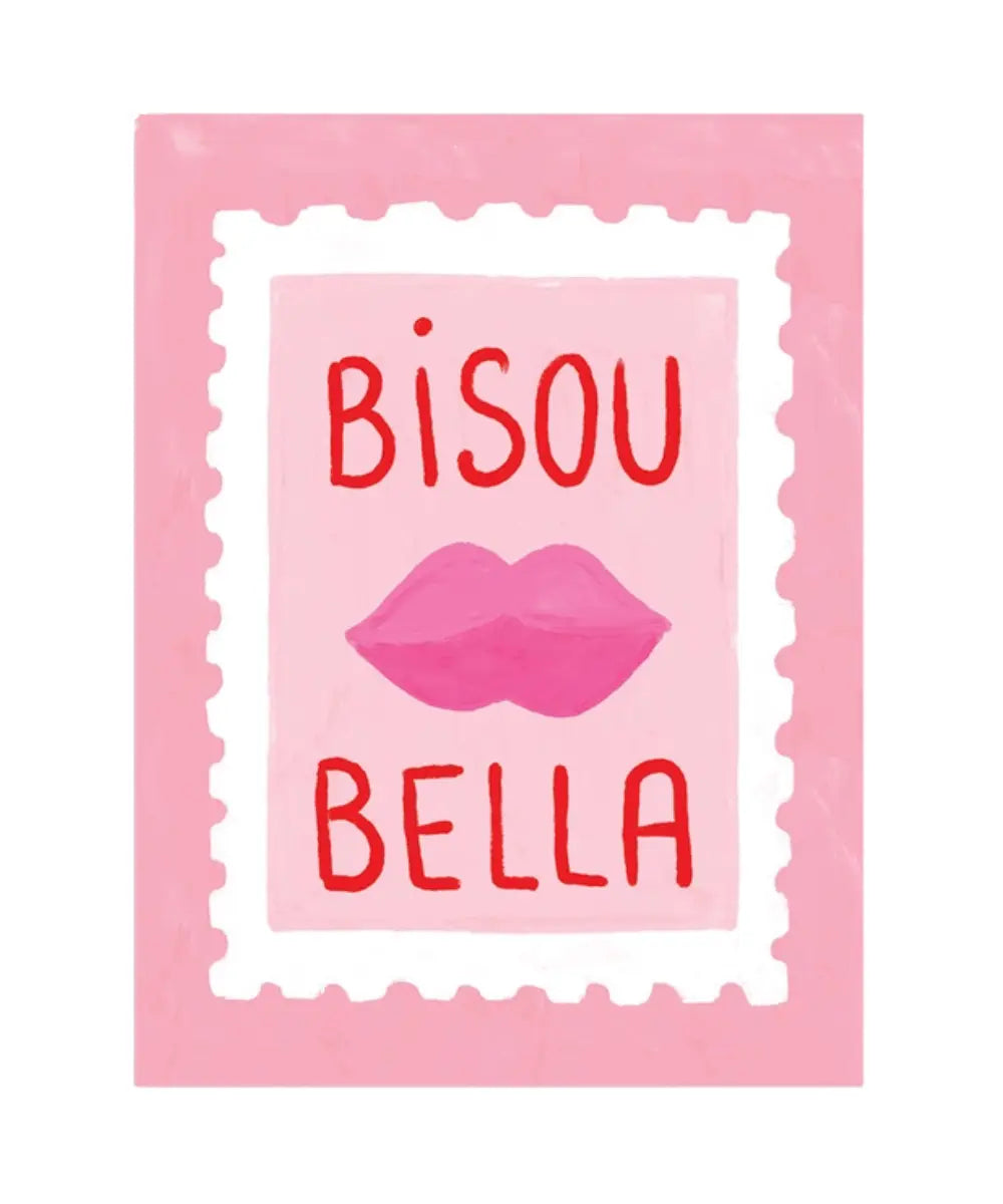Affiche murale illustrée contemporaine Bisous Bella de la marque All The Ways To Say.