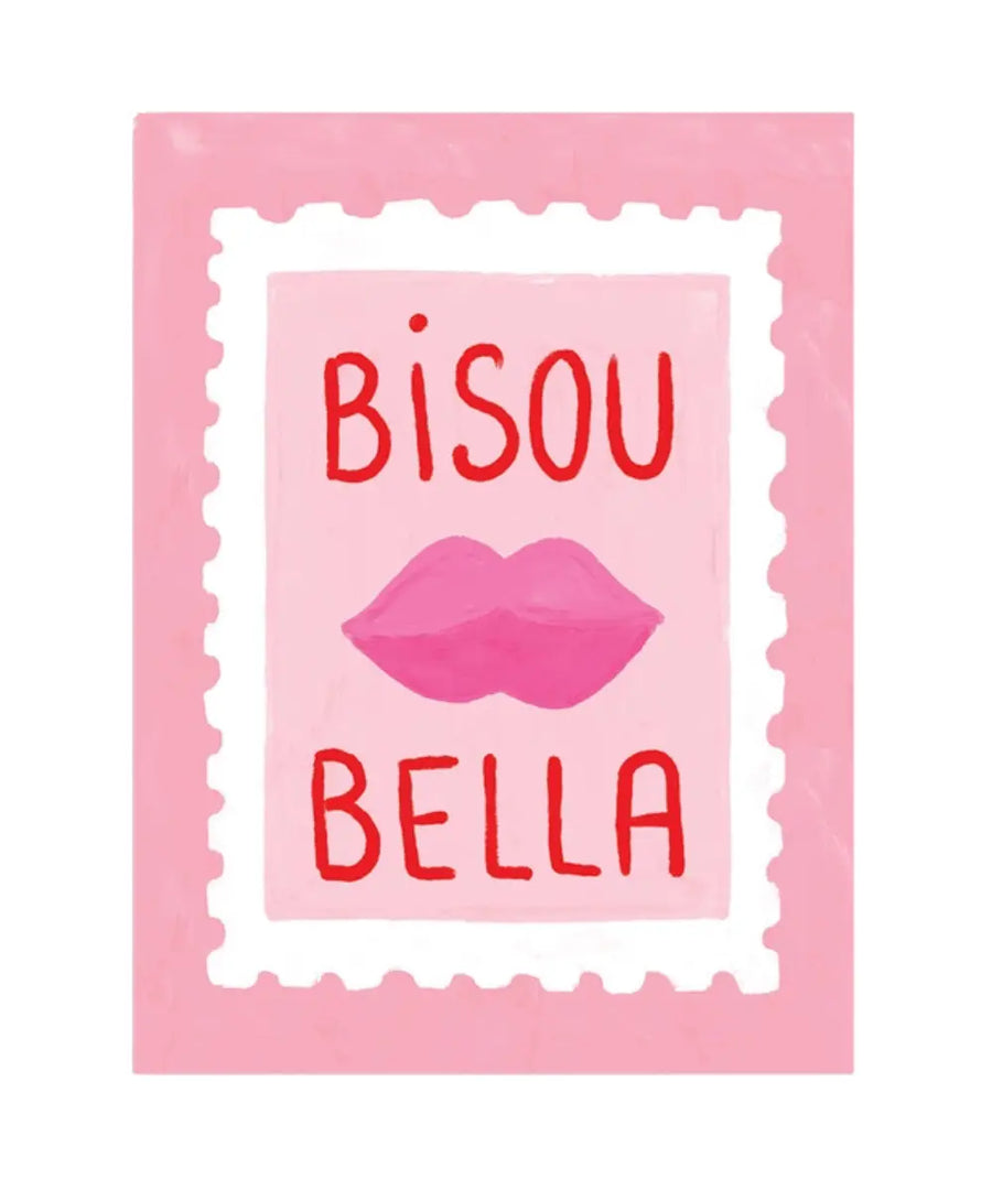 Affiche murale illustrée contemporaine Bisous Bella de la marque All The Ways To Say.