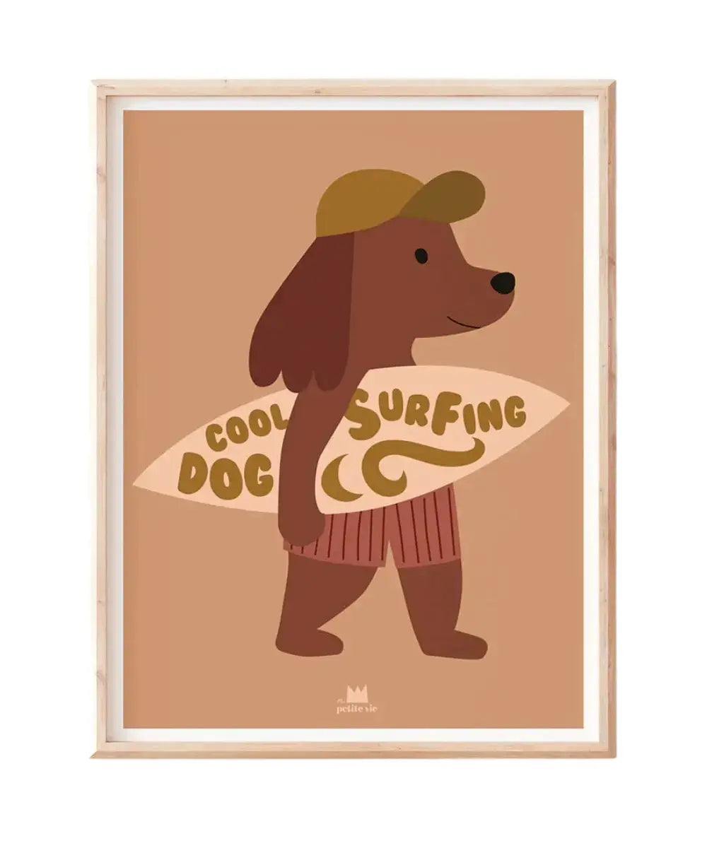Affiche Chien Surf de la marque Ma Petite Vie sur fond blanc