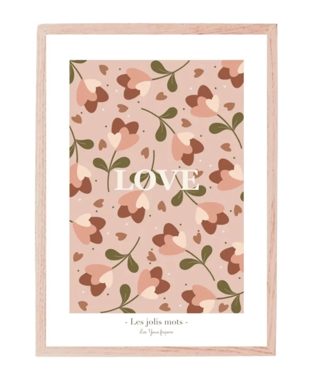 Affiche "Love" Rose format A4 de la marque Les Yeux Fripons