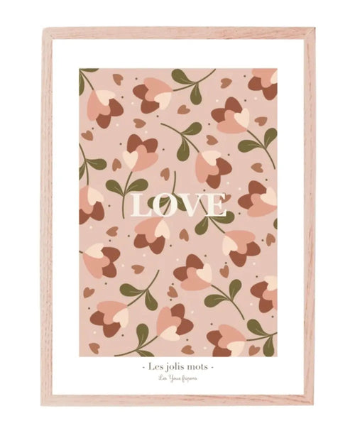 Affiche "Love" Rose format A4 de la marque Les Yeux Fripons