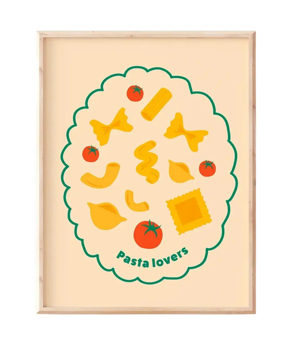Affiche decorative pasta lovers par ma petite vie au format 30x40 cm pour cuisine.