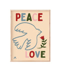 Affiche format 30x40 cm Peace and Love de la marque française Ma Petite Vie, sur fond blanc