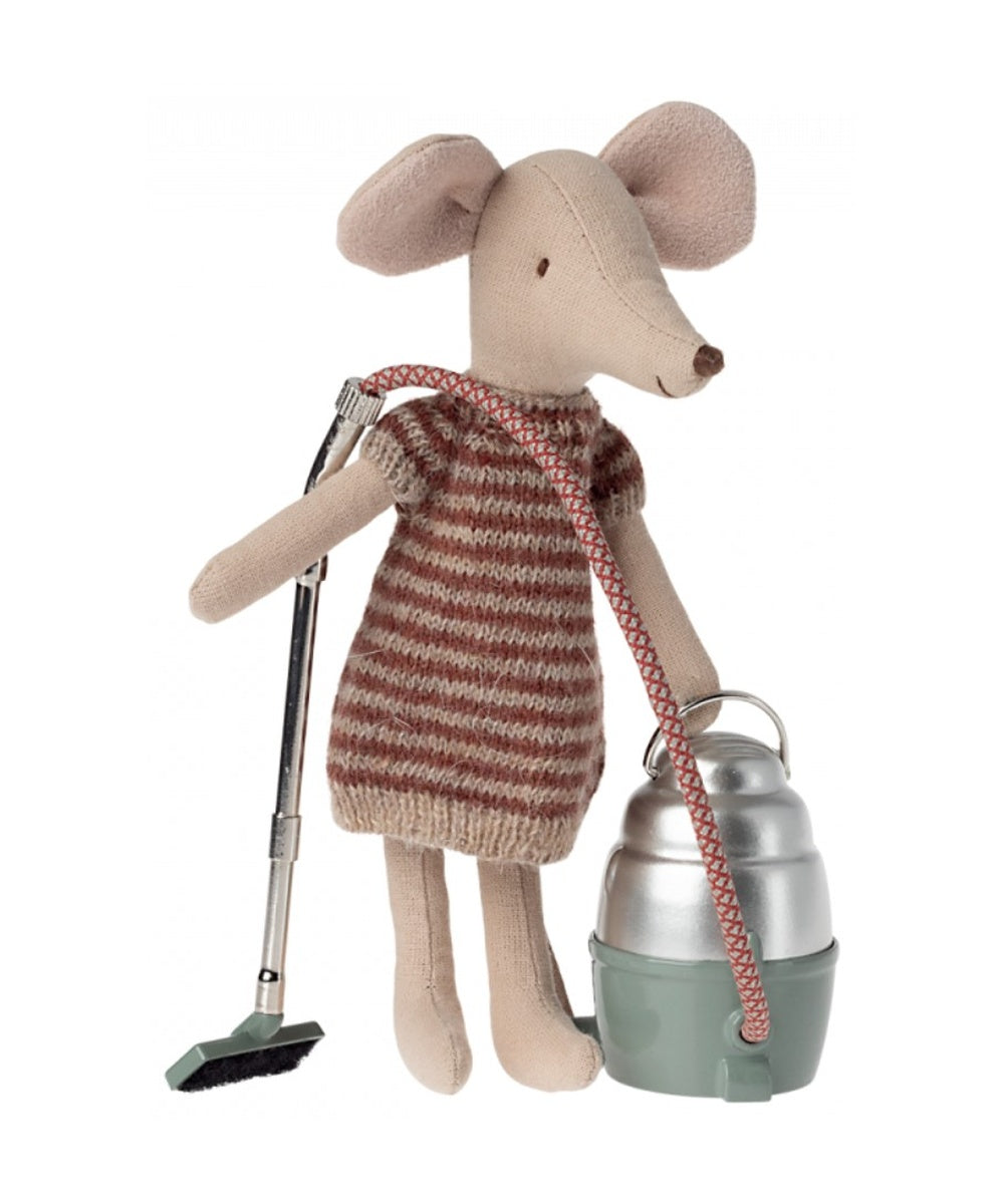 Aspirateur miniature vintage en metal pour souris maileg.