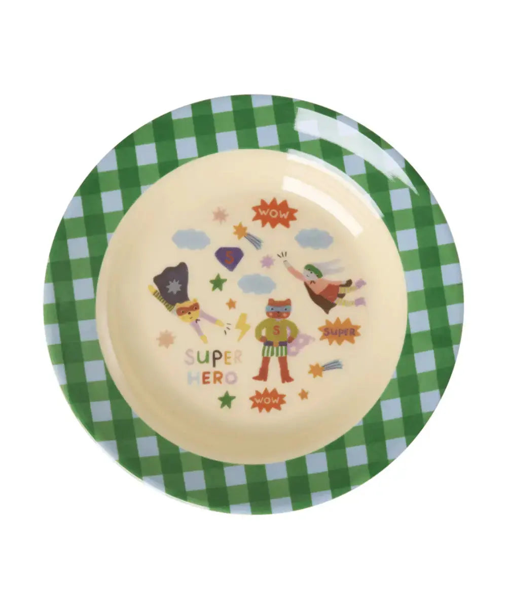 Assiette creuse en mélamine de la collection Hero Vert de la marque Rice