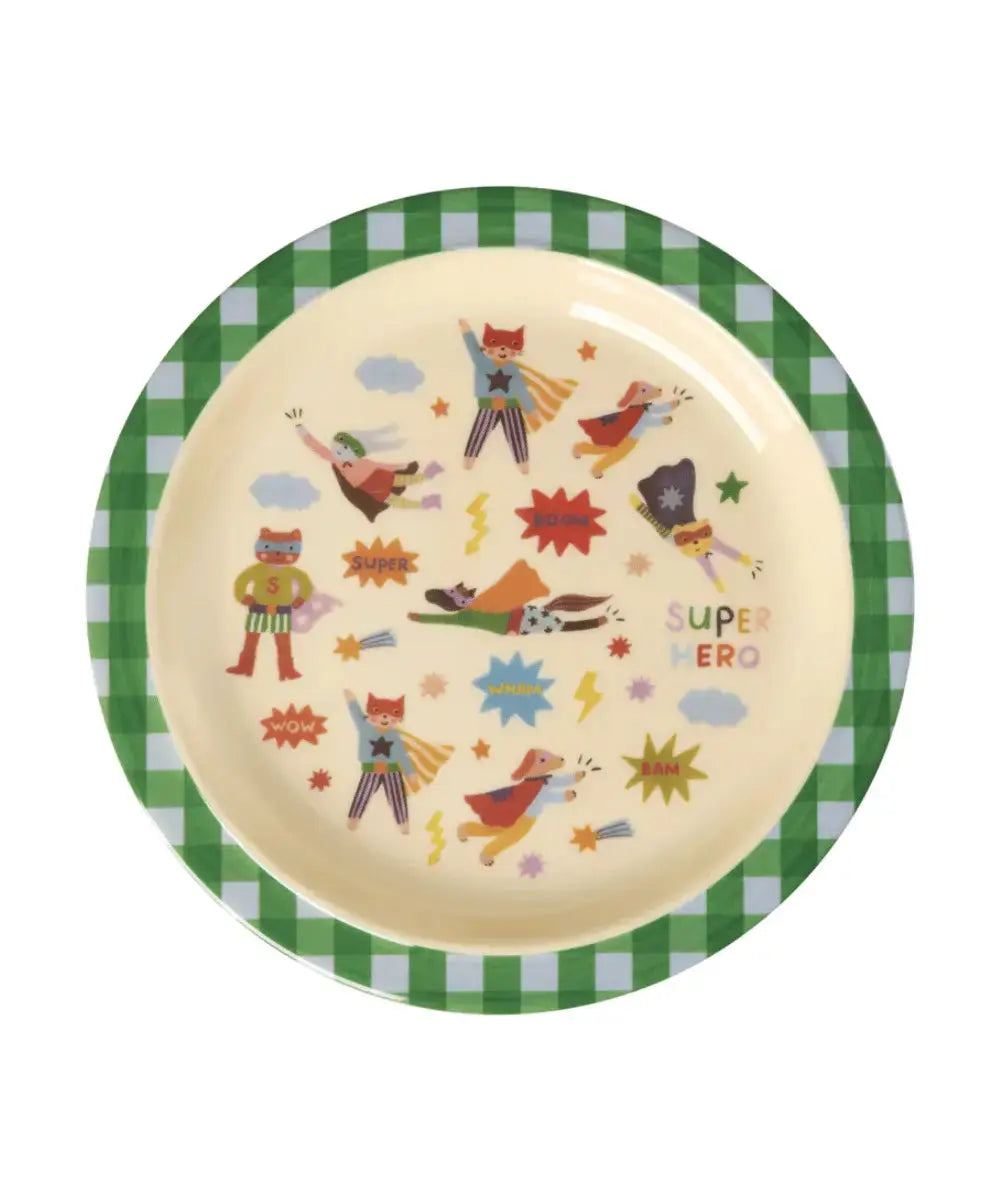 Assiette plate en mélamine Hero Vert de la marque Rice