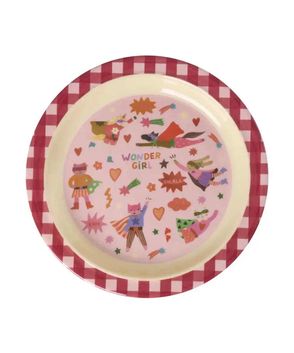 Assiette plate en mélamine Hero Rose de la marque Rice