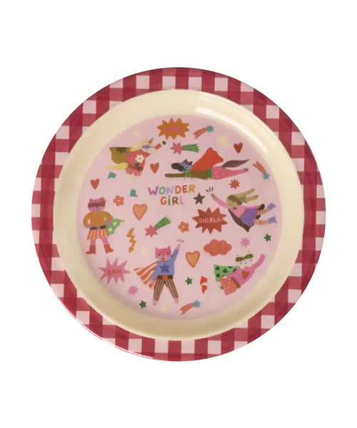 Assiette plate en mélamine Hero Rose de la marque Rice