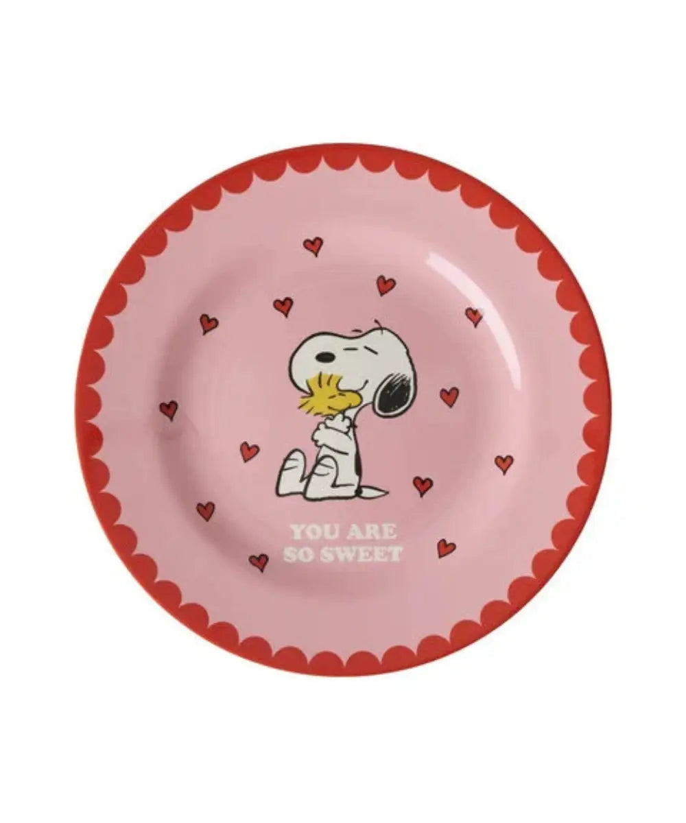 Assiette plat en mélamine Snoopy Rose de la marque danoise Rice