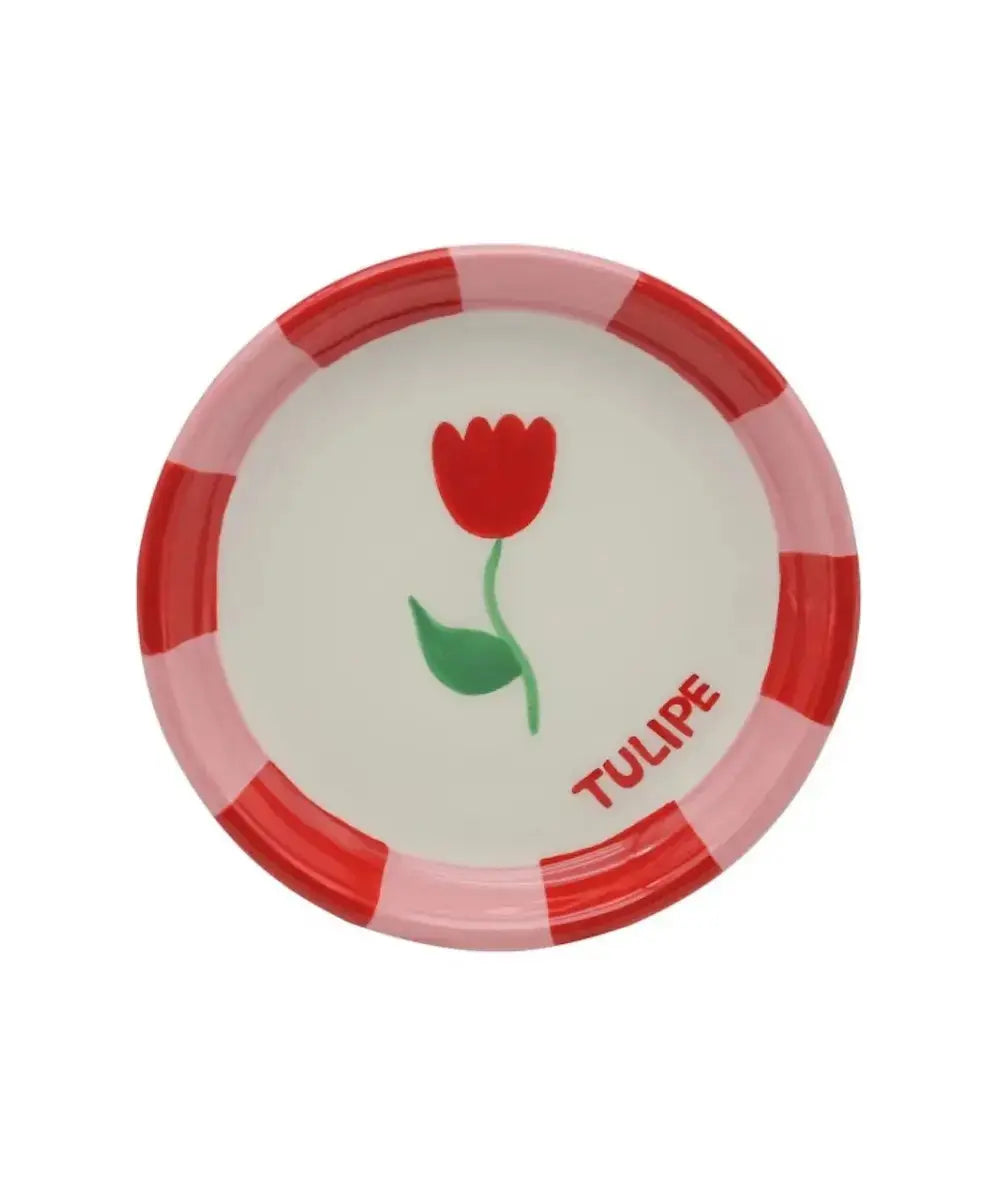 Assiette Tulipe de la marque Qué Rico sur fond blanc