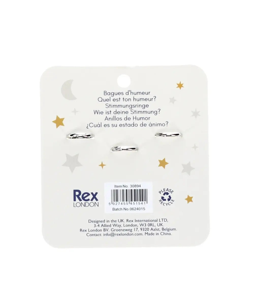 Bagues d'humeur pour enfant de la marque Rex London sur fond blanc