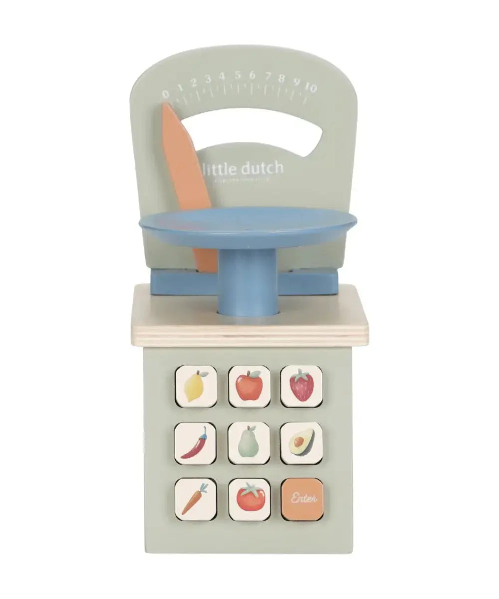 Vue du cadran de la balance en bois Little Dutch.