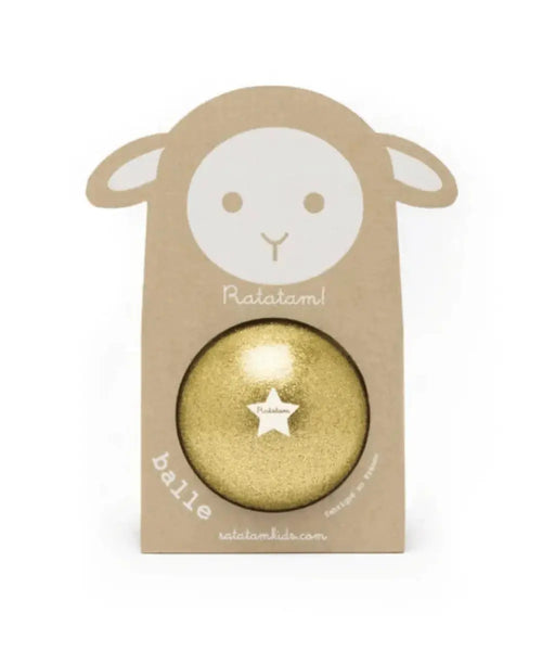 Balle pailletée or Mouton de la marque pour enfants, Ratatam sur fond blanc