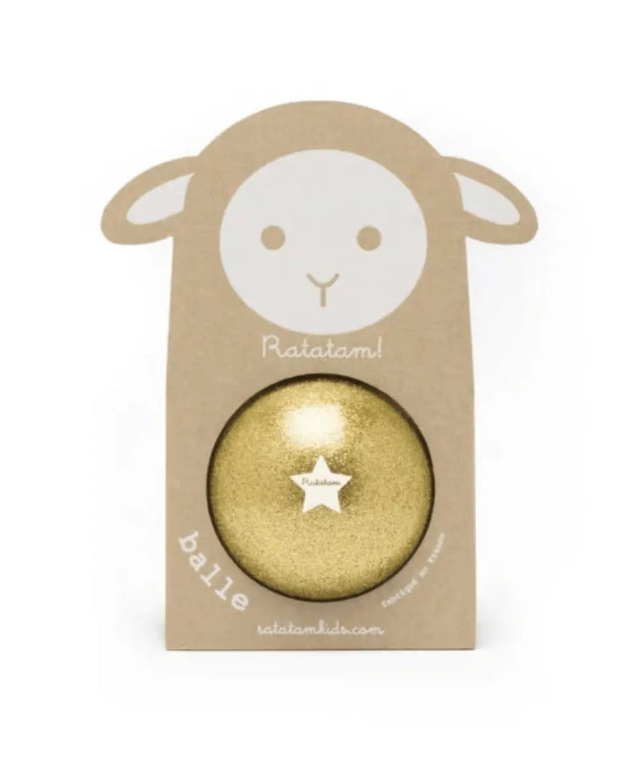 Balle pailletée or Mouton de la marque pour enfants, Ratatam sur fond blanc