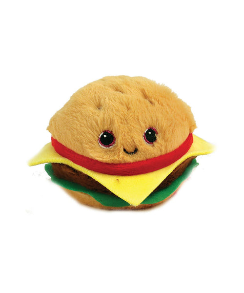 Balle rebondissante Buns le hamburger de la marque TY, sur fond blanc